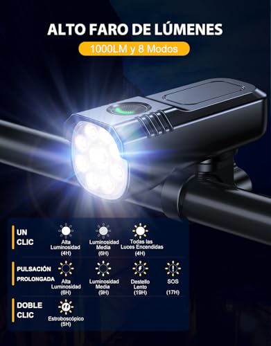 ISEYOU Luces Bicicleta Delantera y Trasera, [8+7 Modos & 9+9 Potente Led] Luz Recargable USB, Luces IP65 Impermeables para Ciclismo de Montaña y Carretera - imagen 2