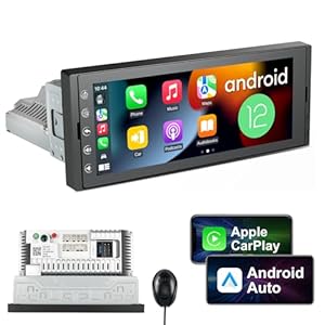 Single Din Touchscreen Radio: 6.9 Inch Android 12 Single Din Radio Car Stereo Wireless CarPlay – Android Auto Head Unit Touch Screen with BT, WiFi, In-Dash GPS Navi, EQ, FM, SWC, MIC, 2+32GB