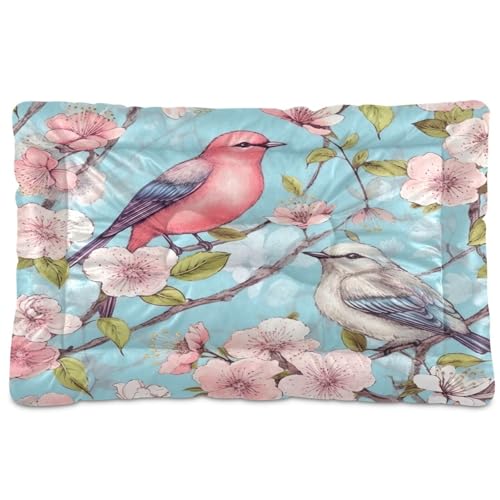 KJIZMO Pretty Birds Dog Bed Mat, Soft Comfortable Warm Crate Pad with Anti-Slip Bottom, Machine Washable Pet Mattress for Pets Sleeping for Large Medium Dogs & Cats 24x18in