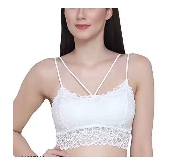 women's lace heavy padded short bralette bra pack of 1 with non wired seamed design adjustable straps comfortable support fit white 34 a