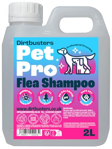 Dirtbusters Pet Pro Flea Shampoo For Dogs (2L) Natural Cedarwood Oil Enriched Dog Flea Shampoo For Professional Dog Grooming Itchy & Sensitive Skin Wash Away Dirt Fleas & Ticks