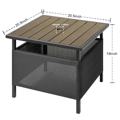 LZRS Adirondack Square Outdoor Side Table with Umbrella Hole, Pool Composite Patio Table,HDPE End Tables for Backyard,Pool, Indoor Companion, Easy Maintenance & Weather Resistant(Light Brown) - Thumbnail 3