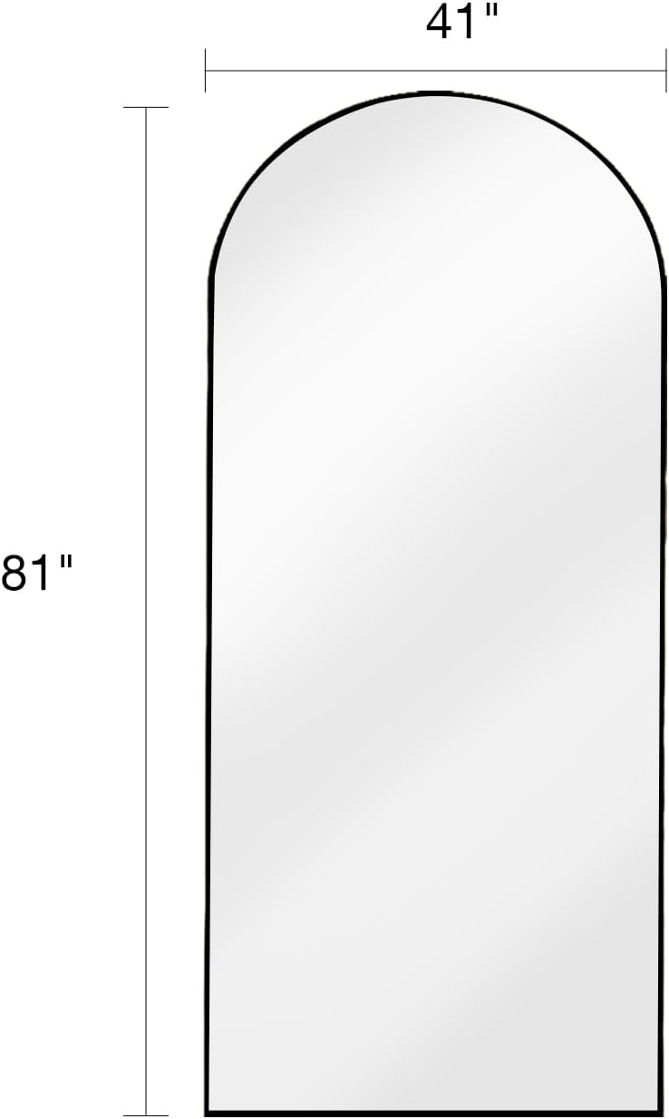 Full Length Floor Mirror, 82x42 Inch Oversized Arched Standing Mirror in Black for Bedroom, Living Room, Dressing Room - Elegant Freestanding Leaning Mirror Decor - Image 5