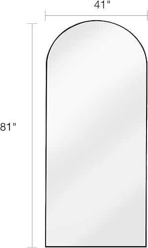 Miniatura 9 de Espejo de longitud completa con soporte, espejo de piso de 34 x 76 pulgadas, espejo de pared arqueado, espejo de gran tamaño de longitud completa,