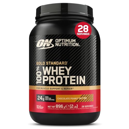 Optimum Nutrition Gold Standard 100% Whey Protein Powder for muscle building and recovery, Chocolate Peanut Butter, 896g, 28 servings, Package May Vary