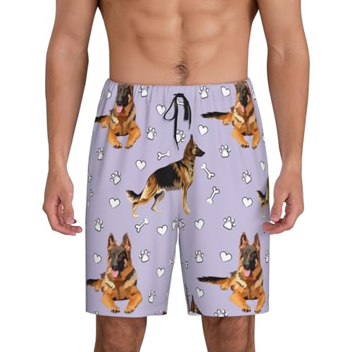 Mens Pajama Pants, Sleep Shorts Mens Pajama Shorts German Shepherd Dog No.1017 Lounge Shorts Pj Pants with Pockets