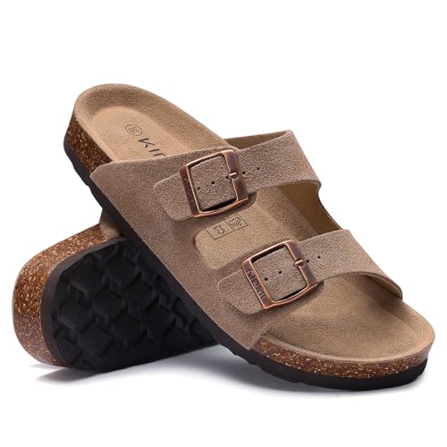 kidmi women39s genuine suede sandals cork footbed summer adjustable slide sandals