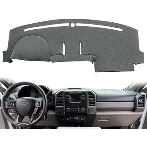 Yiz Dash Cover Mat Custom Fit for Ford F150 2015-2020 /F250 F350 F450 Superduty 2017-2022 / Expedition 2018-2021 with Light Sensor,Dashboard Pad Carpet w/o Forward Collision Alert(Dark Gray) J19 Cover