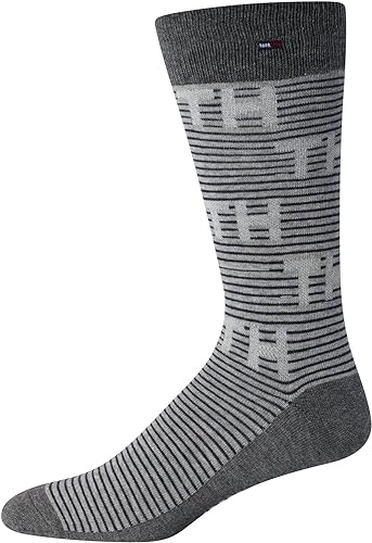Tommy Hilfiger Mens Dress Socks - 10 Pack Lightweight Everyday Crew Work Socks for Men for Casual & Formal Wear, Size 7-12, Grey Assorted