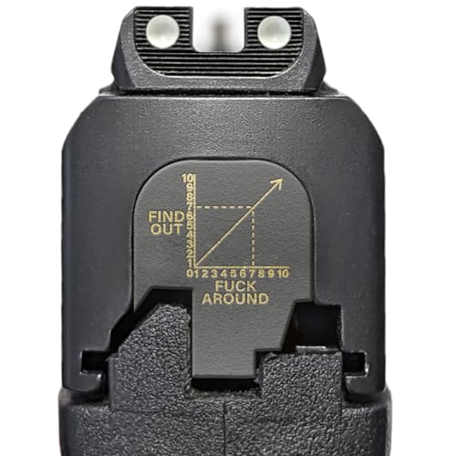 Milspin Slide Back Plate Compatible with Smith and Wesson M&P Shield Subcompact | Precision Engraved | Veteran Made in USA (Black on Brass Fuck Around Find Out Chart)