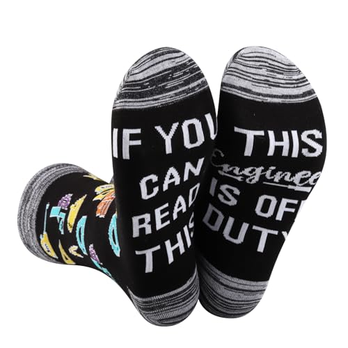 LEVLO 1 Pair Funny Engineering Students Gift for him This Engineer Is Off Duty Socks for College Senior Graduate Gifts