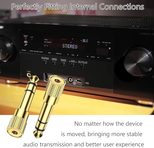 HEIZHU Headphone Jack Adapter, 3.5mm to 6.35mm Audio Jack, 3.5 to 6.35 Adapter Gold Plated for Keyboard Digital Piano Amplifier Earphone 2 Pack - Image 3