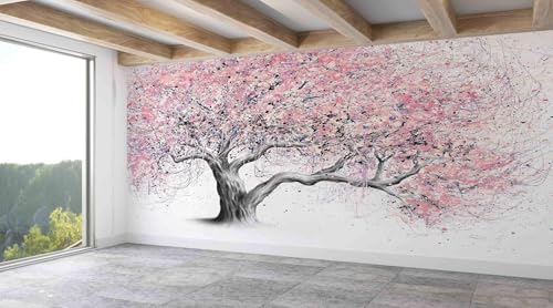Tzxztt Árbol Rosa Papel Pintado 3D Póster Restaurante Dormitorio Salón Sofá TV Pared Decorativa-400cm×280cm