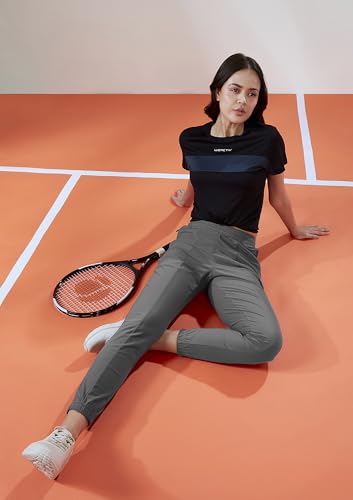 Image of TECHNOSPORT Women's Relaxed Fit Active Sports Joggers with DURACOOL Technology Mid Rise Drawstring Track Pants with Pockets Moisture Wicking Polyester Athleisure Workout Running Lounge Wear