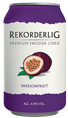 Rekorderlig - Cider - 24x0,33l Dosen in den brandneuen Sommerfarben | Set inkl. lukky24® Schlüsselanhänger für Einkaufswagenchip (Passionsfrucht 4,5% Vol)