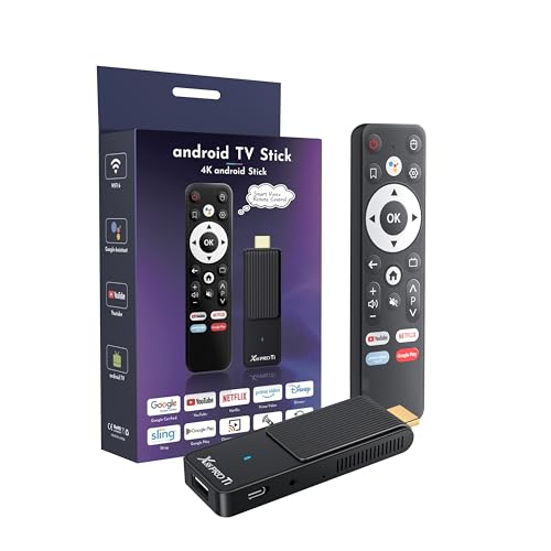 Android TV Stick 14.0, 2025 4K TV Stick 2GB RAM 16GB ROM Ultra HD RK3518 CPU Supports 2.4G/5G Wi-Fi Bluetooth 5.0 USB HDR10 with Bluetooth Voice Remote Control - Black