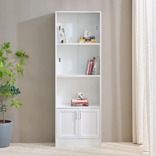 Image of Home Centre | Helios - Alton | Engineered Wood | Open Book Shelves | White | 1 Year Warranty