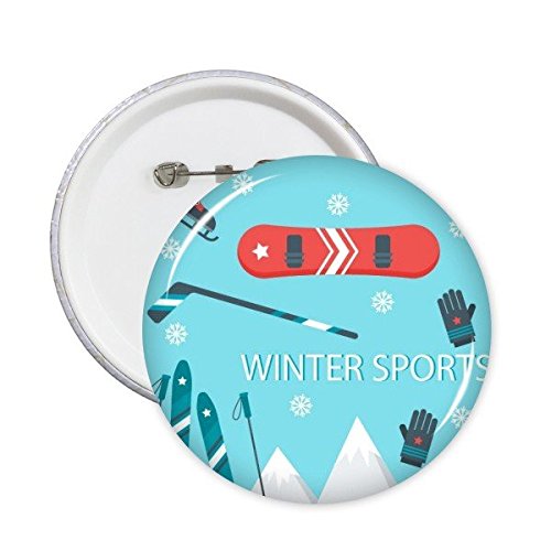 Bâton de ski badge bouton rond lot de 5 broches idée cadeau sports d'hiver