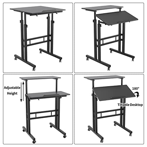 Sogeshome Adjustable Laptop Desk Table 23.6Inches Portable Laptop Table Computer Stand Desk Cart Tray Table, Black #TOP4