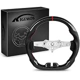 KIGEMOS Hydro-Dip Carbon Steering Wheel Frame Compatible with Jeep Wrangler JK JKU 2011-2017, Dynamic D-Shape Design, Perforated Nappa Leather Grip, Interior Upgrade