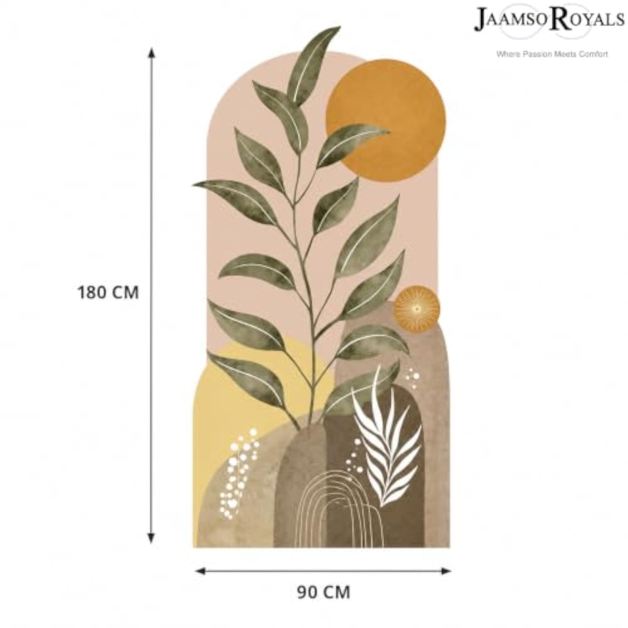 Large Boho Leaf & Sun Arch Mural Sticker