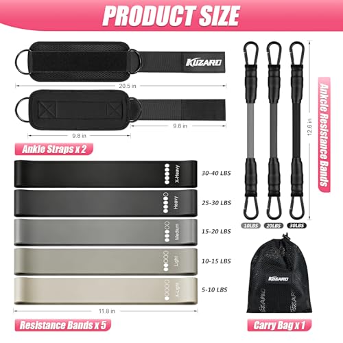 Image of Ankle Resistance Bands with Cuffs, Resistance Bands Set for Working Out, Leg and Glute Exercise Bands - Home Gym Workout Equipment for Women, Booty Building, Pilates, Rehab, Physical Therapy