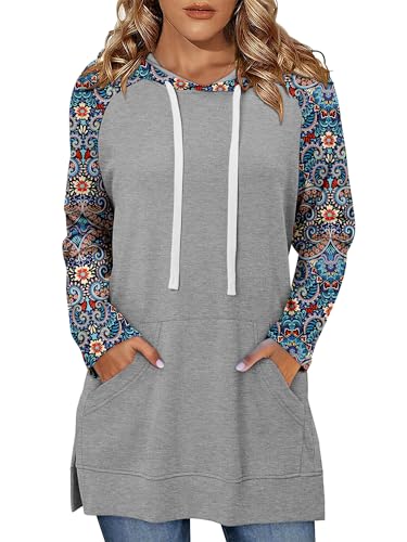 KISSMODA Women Hoodies Dress Long Sweatshirts Dress Raglan Sleeves Oversized Sweatshirts with Pocket 2025 Fall Winter Trendy