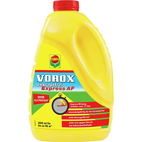 VOROX Unkrautfrei Express - anwendungsfertiger Unkrautvernichter - bekämpft Unkraut, Algen & Moos - wirkt gegen mehr als 50 Unkräuter - Anwendung zwischen Gemüse- und Zierpflanzen - 3 Liter VOROX Unkrautfrei Express - anwendungsfertiger Unkrautvernichter - bekämpft Unkraut, Algen & Moos - wirkt gegen mehr als 50 Unkräuter - Anwendung zwischen Gemüse- und Zierpflanzen - 3 Liter