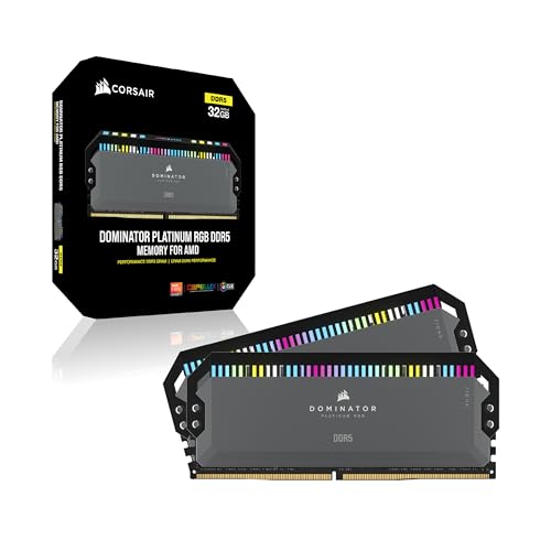 Image of CORSAIR Dominator Platinum RGB DDR5 64GB (2x32GB) DDR5 6000MHz CL30 AMD Expo Intel XMP iCUE Compatible Computer Memory - Gray (CMT64GX5M2B6000Z30)
