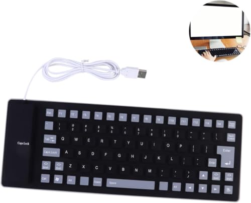 Image of Bluetooth Keyboard, Foldable, Soft Silicone Waterproof Dustproof, Quiet Design Ultra Lightweight, Thin Easy to Carry,Silicone Keyboard Compatible with Windows Android iOS Mac Black