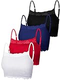 Boao 4 Pieces Women's Lace Camisole Stretch Half Cami Breathable Bra Comfort Lace Bralette Top for lady Girls(X-Large,Black, Bright Red, Navy Blue, White)