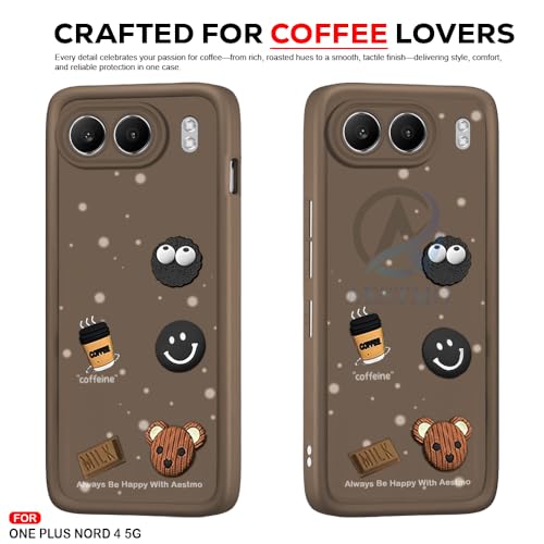Image of AESTMO Back Case Cover | Cute Fun Cartoon 3D Ball | Coffee Silicone Case | Full Body Protection | Camera Protection Back Cover (Brown, OnePlus Nord 4 5G)