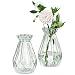 MyGift 5-Inch Decorative Clear Glass Diamond-Faceted Flower Vases, Set of 2