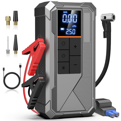 Catálogo de Arrancador de Auto Walmart Top 10. 50 MOXIMX Arrancador de Bateria de Auto, Compresor de Aire Portátil,160 PSI (9 L de gasolina/12 L de diésel), Cargador de Batería de Auto de 12 V, luz LED y Pantalla LCD