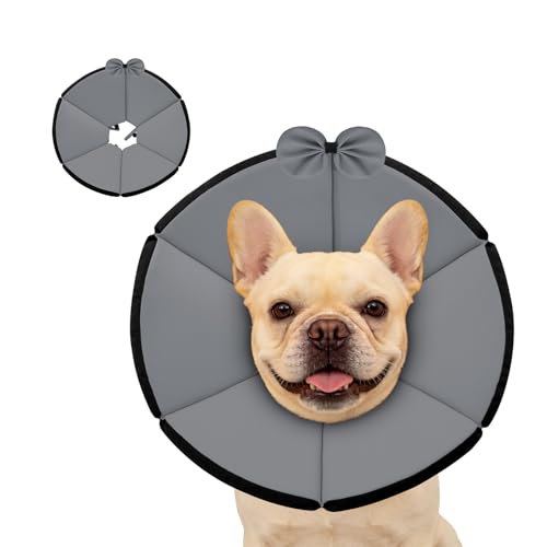 Image of MAXFUT Soft Dog Cone Collar,Foam Cone for Dogs to Stop Licking After Surgery,Non Inflatable Dog Donut Cone (Grey, L)