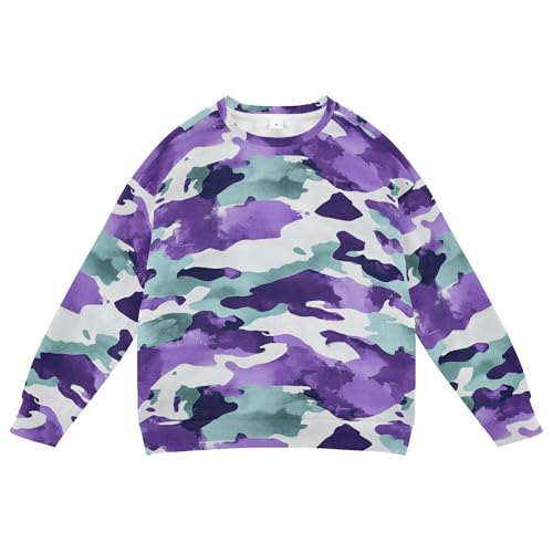 JUNZAN Army Purple Camouflage Little Kids Hooded Sweatshirt Crewneck Sweatshirt With Hoodie Party 4T