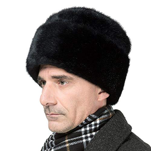Chapka homme noir en velours doublé ushanka bonnet russe d'hiver