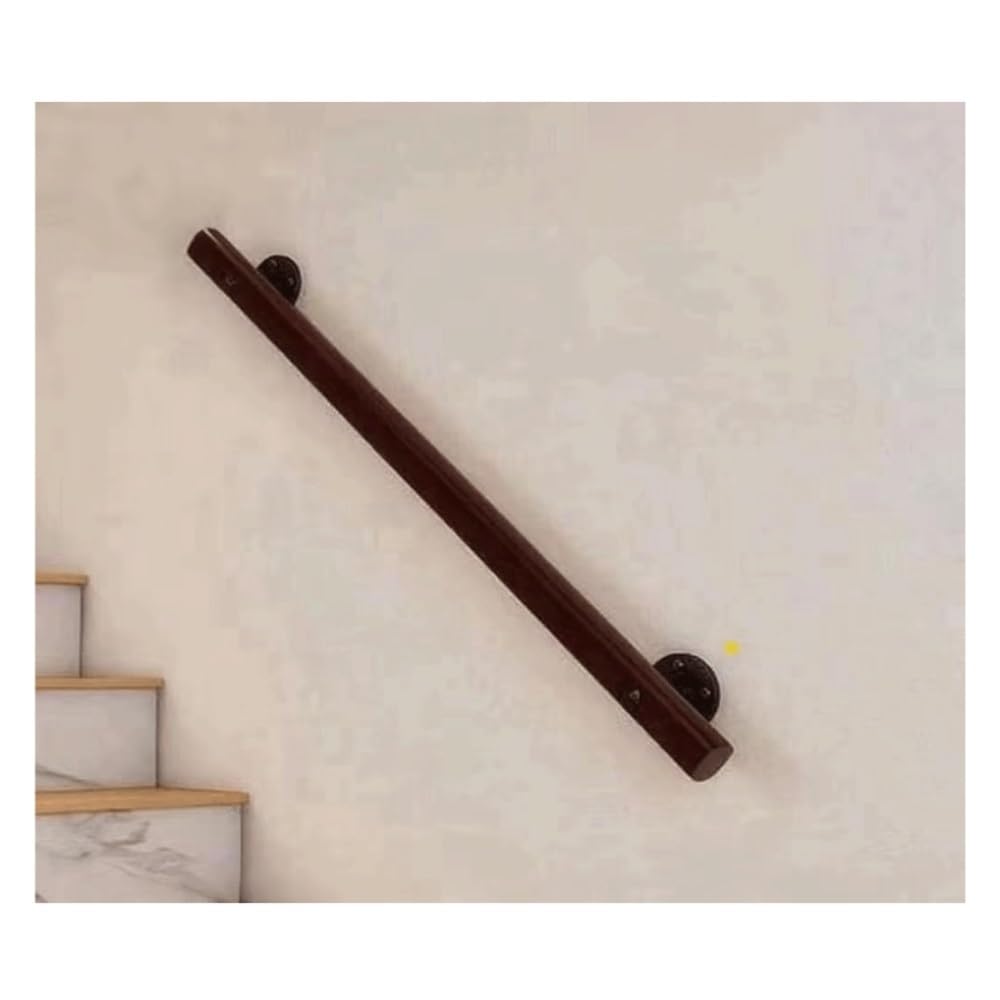 Stair Railing Wood Wall Mount Staircase Handrail for Indoor Stairs, Deck, Slope Grab Bar with Metal Bracket(80cm)