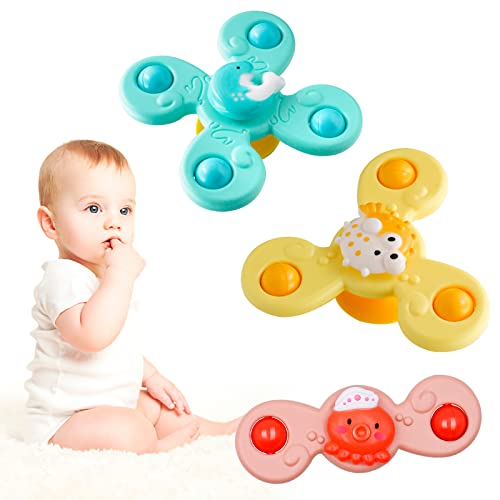 Baby Geschenk für 1 2 3 4 Jahre, 3 Stück Saugnapfer Drehspielzeug, Baby Badespielzeug, Bad Rotierender Spielzeug für Geburtstag, Weihnachten, Thanksgiving Cover