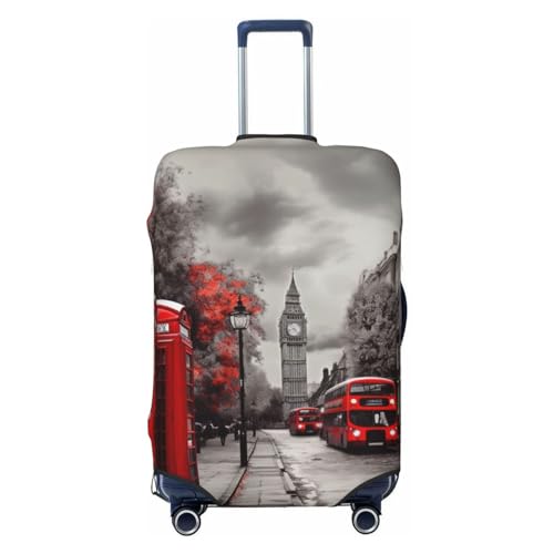 Red London Street Luggage Cover for Suitcase Tsa Approved, Washable Suitcase Protector Fits 18-32 Inch Anti-scratch Suitcase Cover Carry on Luggage Sleeve Travel Baggage Cover