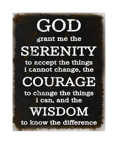 Vintage Serenity Prayer Sign Metal Tin Sign Famous Prayer Wall-Art for Office Home Decor (8 X 12 in)