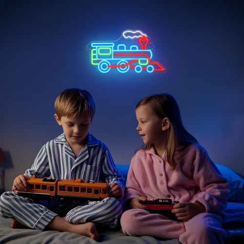 CoolGift Mart Steam Train Neon Sign, Dimmable LED Neon Wall Light USB Powered with Multiple Color Lights, for Bedroom Living Room Game Room Man Cave Home Birthday Gift for Kids Teen Boys Girls by CoolGift Mart - Used condition - Image 9