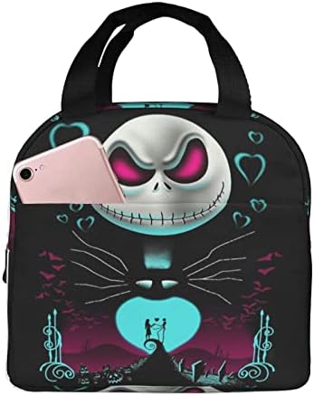 Juhucc Halloween Before Christmas Lunch Box Bag Tote Container Zipper Meal Prep Cooler Handbag Reusable Portable Storage Bag For Women Men Shopping Office/Picnic/Travel/Camping