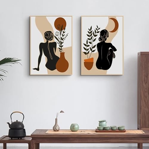 Toile femme noire africaine abstraite XINBAO 80x110 cm sans cadre pour salon