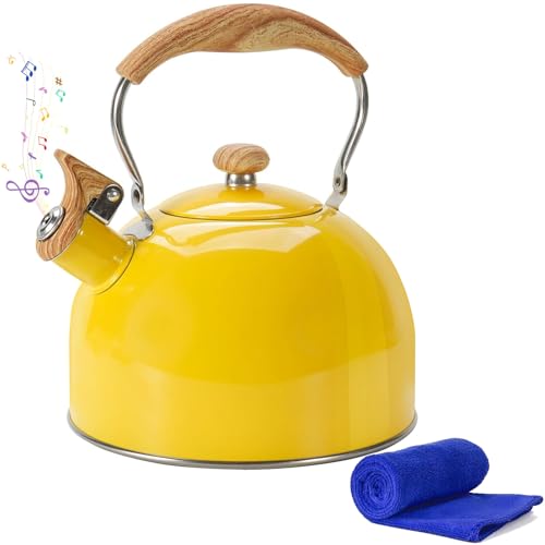 Foedo 2.6Qt Stainless Steel Whistling Tea Kettle Stovetop - Yellow