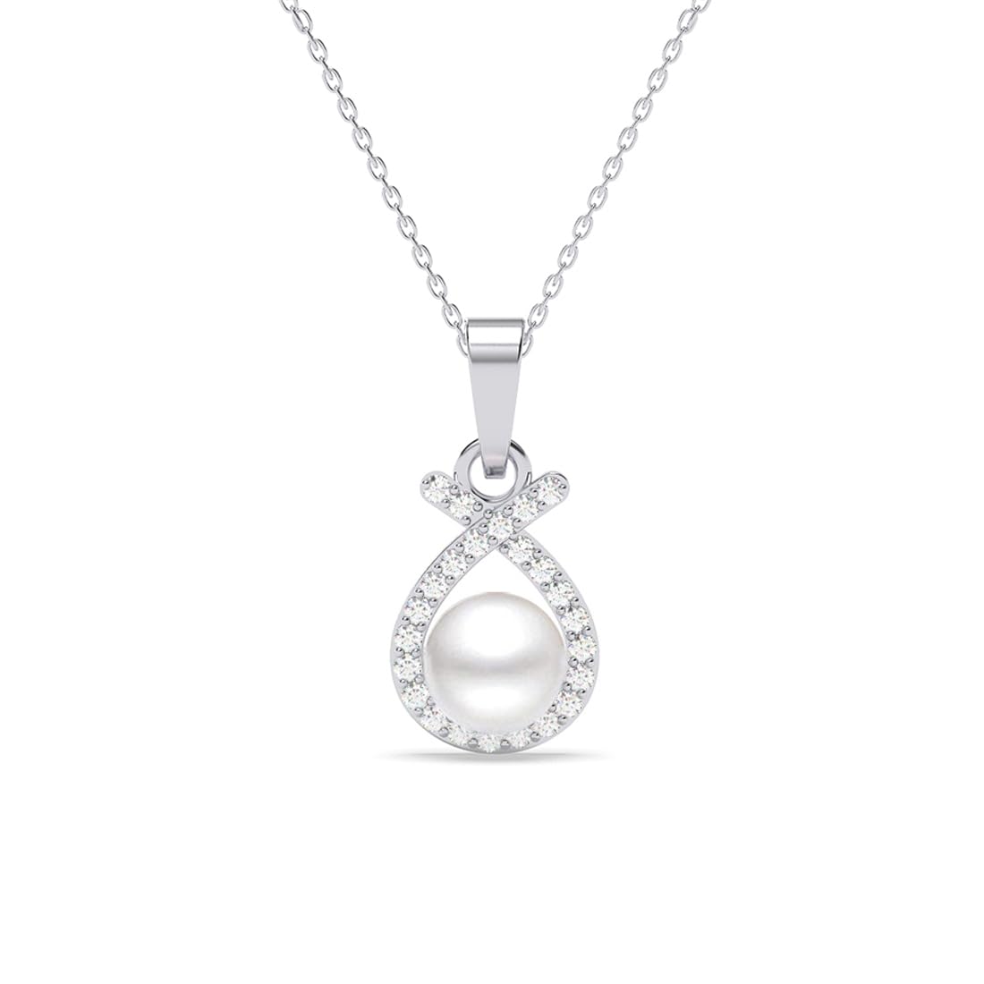 clara 925 Sterling Silver Asal Freshwater Pearl Pendant Earrings Chain Necklace Jewellery Set | Platinum Plated, Swiss Zirconia |Gift for Women and Girls-picture-33