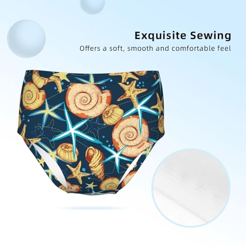 Marine Life Of Seashells And Starfish Girls' Underwear Soft Cotton Little Girls Panties Comfort Briefs3