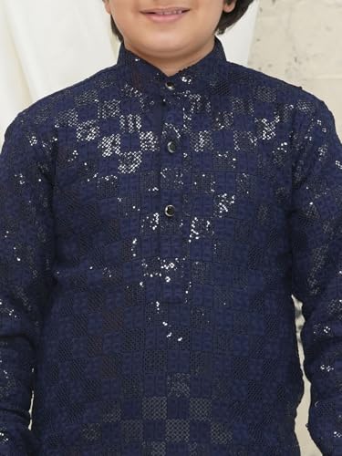 Image of AJ DEZINES Kids Kurta Pajama Set For Boys | Embroidery Chikankari Kurta Set | Traditional & Festive Outfit | Cotton Stylish Boys Kurta Pyjama | Perfect For Festivals Wedding & Family Function