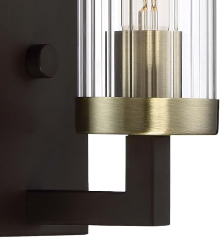 Image of Minka Lavery 3041-560 Ainsley Court Vanity Bath Light, 1-Light, 60 Total Watts, 4.5-in H x 9.75-in W, Aged Kinston Bronze with Brushed Brass Highlights