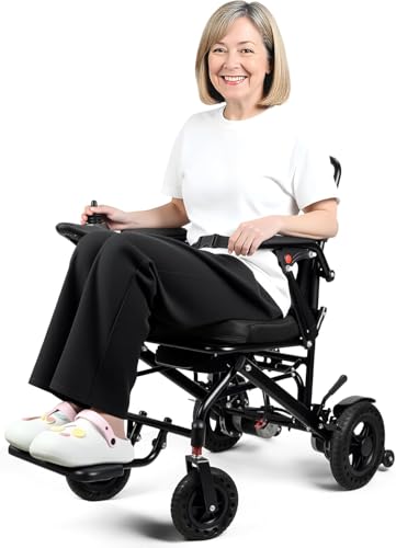 22 Kg Electric Wheelchairs Folding Lightweight,Foldable Electric Mobility Scooter,Lightweight Wheelchairs for Adults with 500W Motors,12 Miles, 150kg Capacity, Easy to Transport (Black)
